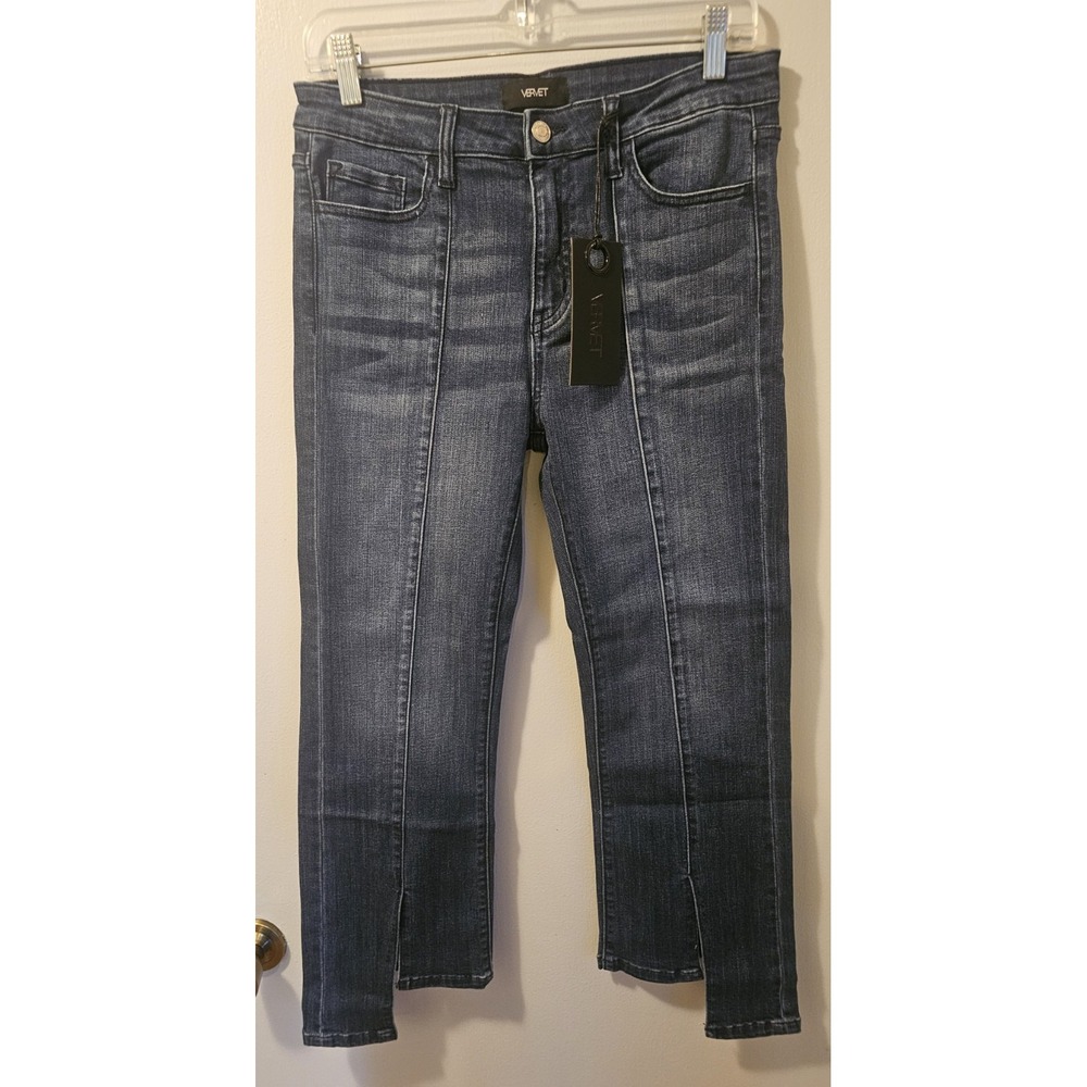 Vervet Leslie Crop Flare Mid Rise Jeans Blue Women's Size 28 NWT